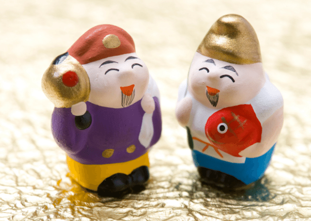 Poupées de Fukurokuju et Benzaiten