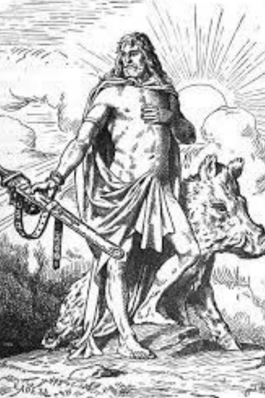 Freyr avec son sanglier, estampe sur bois