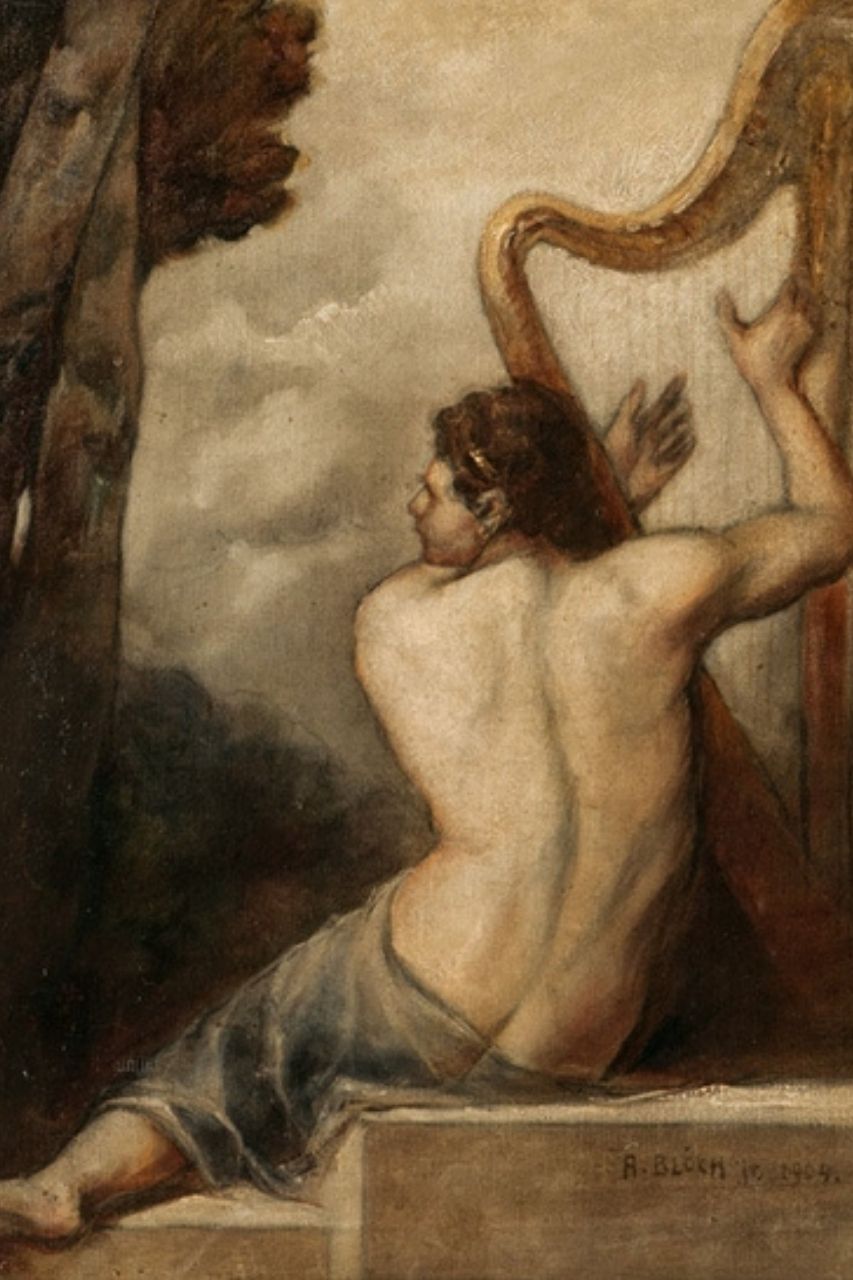 Taliesin avec une harpe