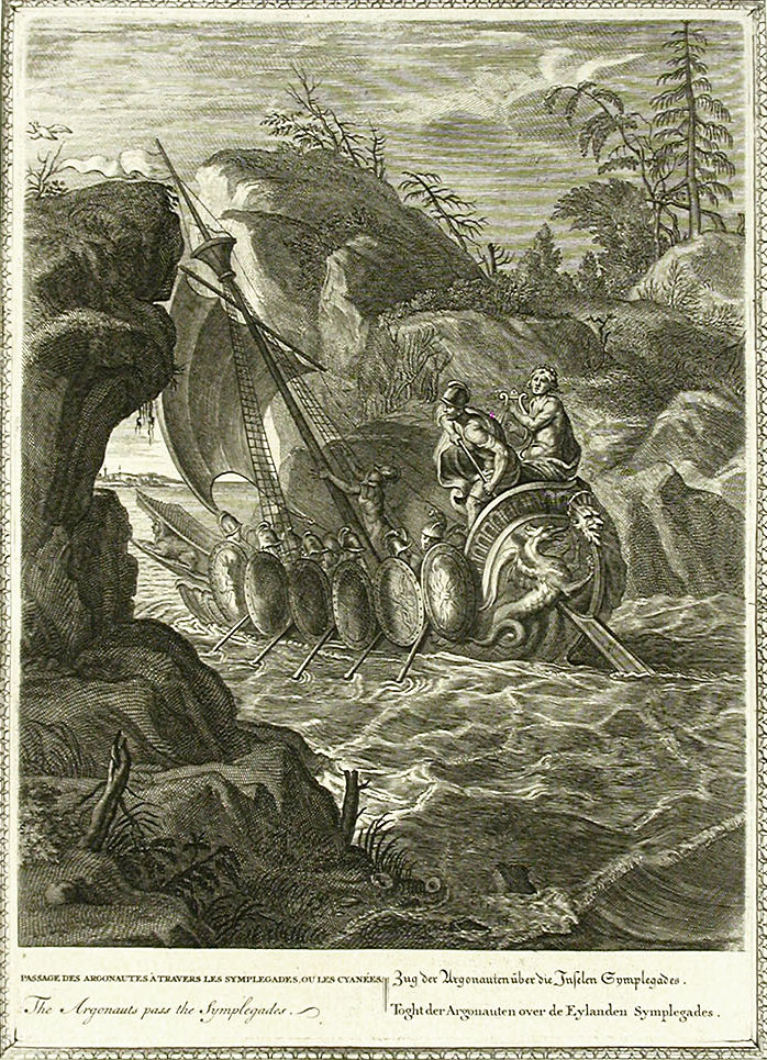 Peinture représentant les Argonautes passant les Symplégades, les roches errantes