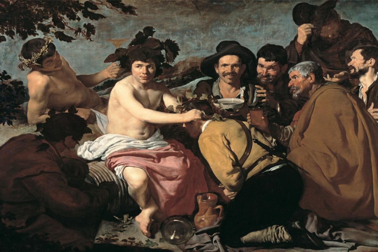 Rituel dionysiaque avec des gens du peuple adorant Dionysos