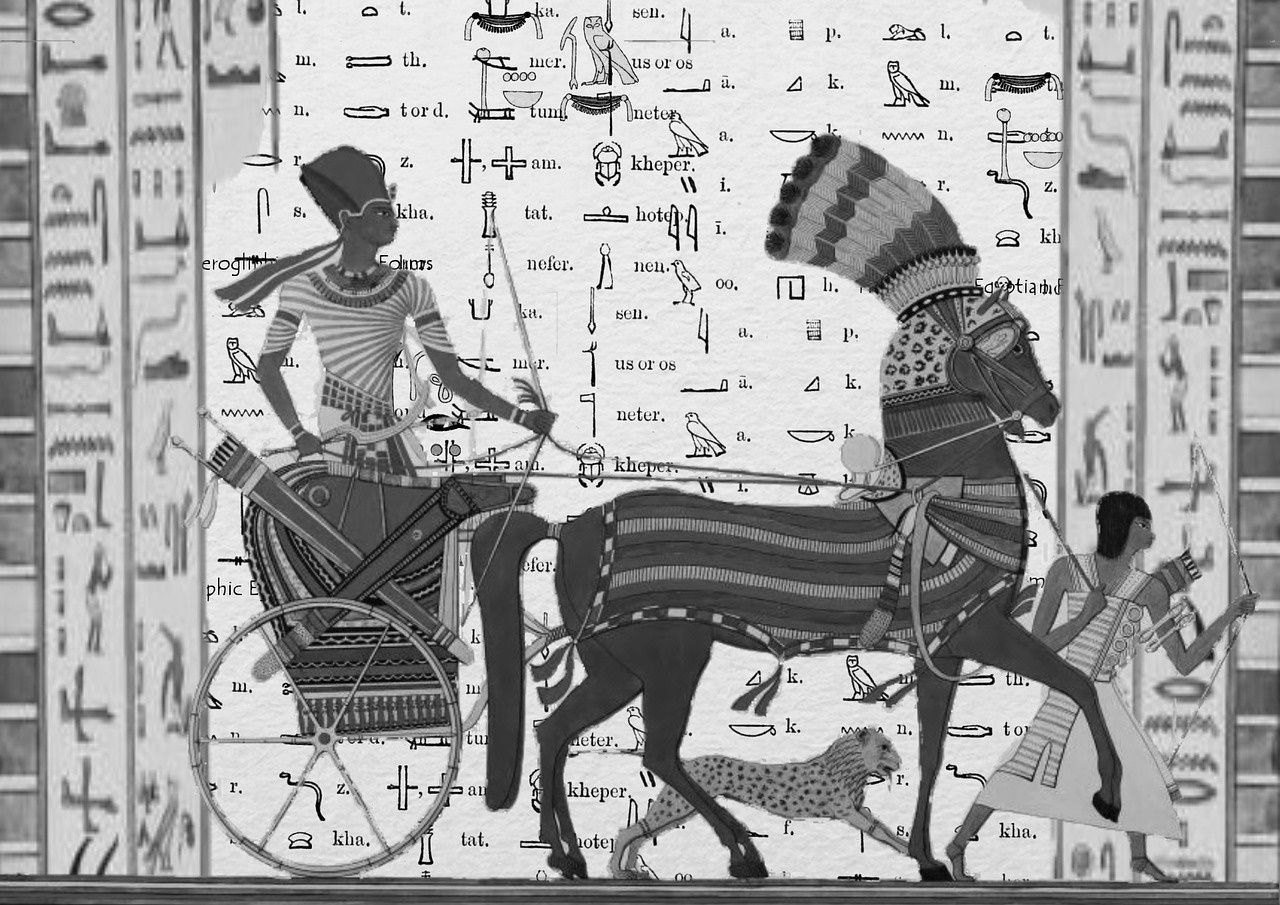 Soldat de l'Égypte antique avec un char