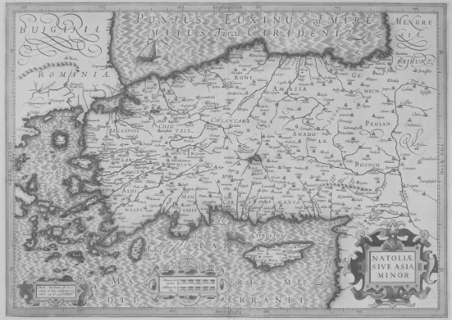 Carte ancienne de l'Asie Mineure où les Lydiens migrèrent