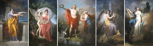 Apollon et les Muses dans une œuvre d'art classique
