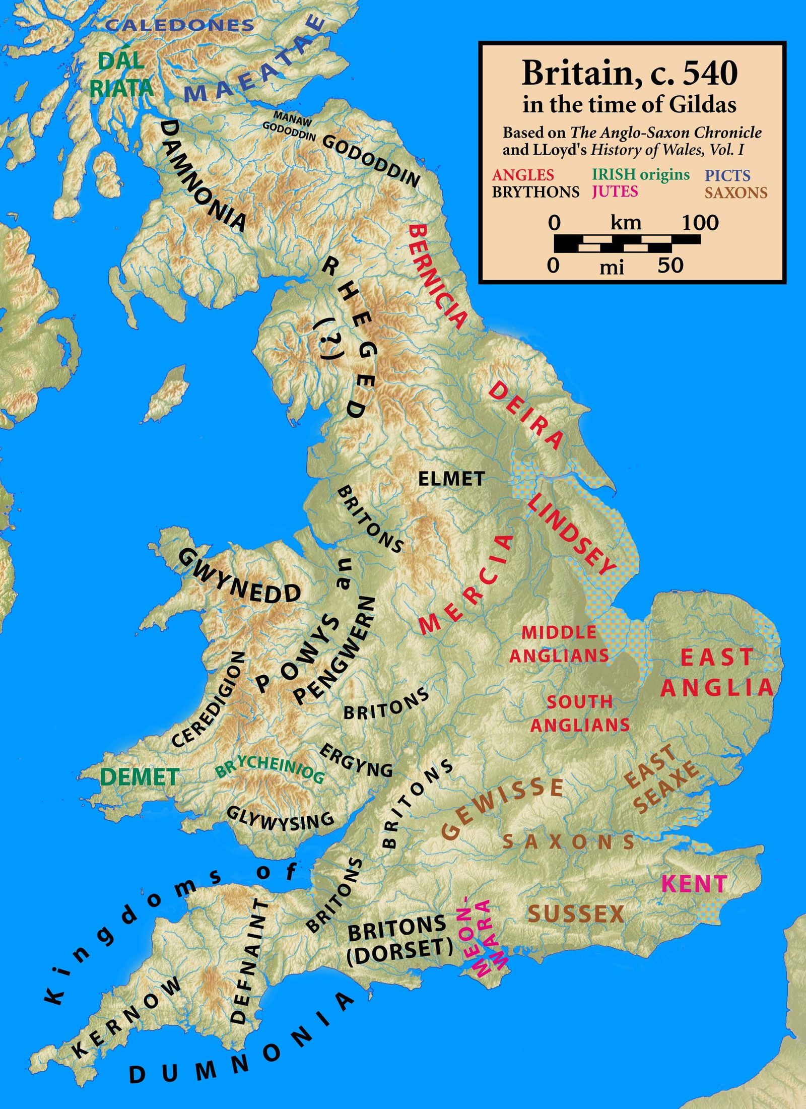 La Grande-Bretagne vers 540, à l'époque de Gildas
