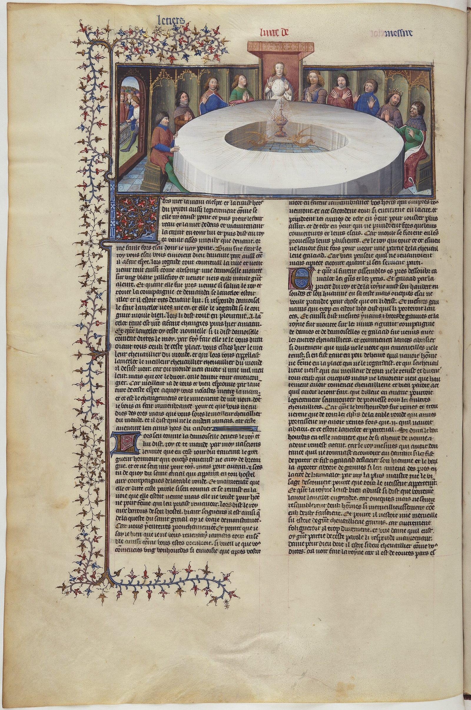 Les chevaliers du roi Arthur, réunis à la Table ronde pour célébrer la Pentecôte, ont une vision du Saint Graal