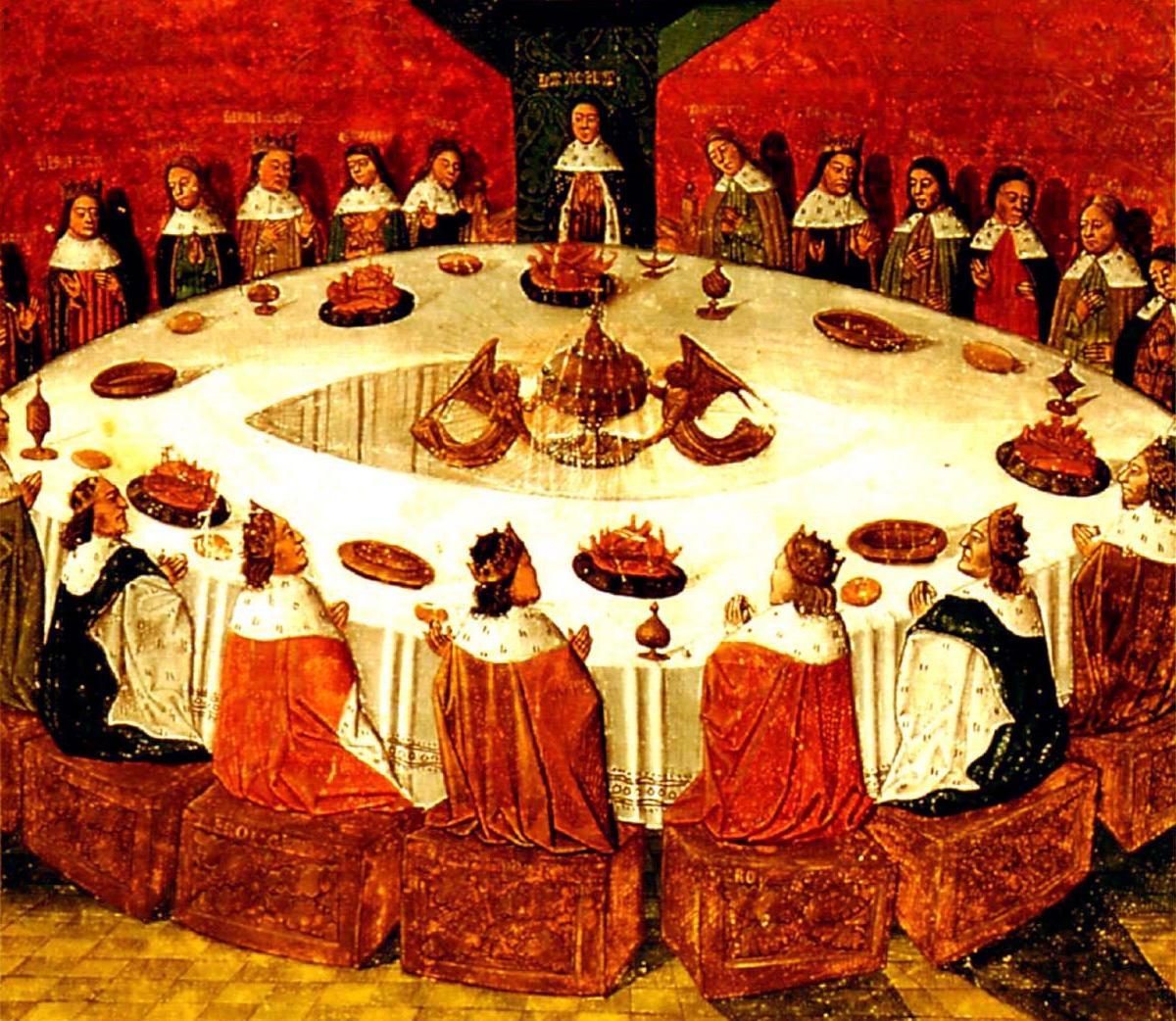 Reproduction médiocre et aux couleurs altérées de Holy-grail-round-table-ms-fr-112-3-f5r-1470-detail