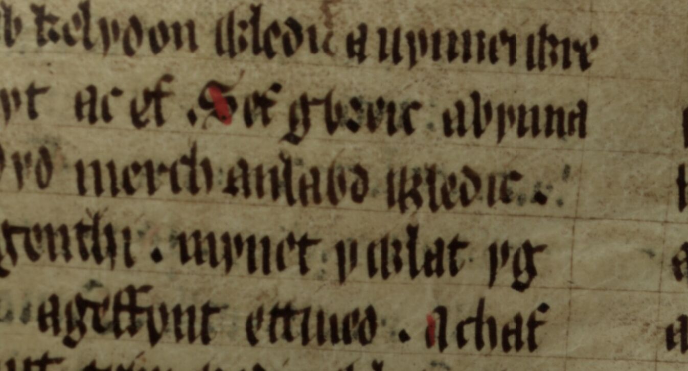 Culhwch et Olwen, folio 200v, montrant ce qui pourrait être la plus ancienne référence conservée à Amlawdd