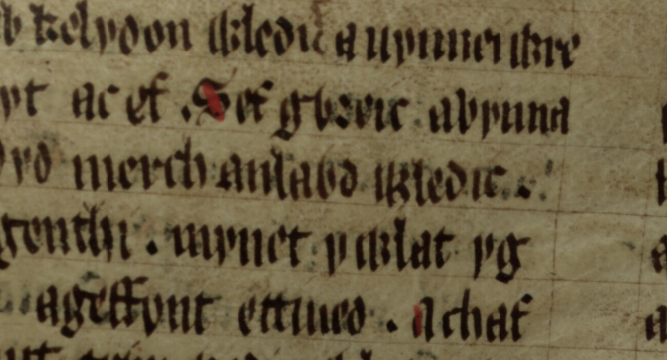 Culhwch et Olwen, folio 200v, montrant ce qui pourrait être la plus ancienne référence conservée à Amlawdd