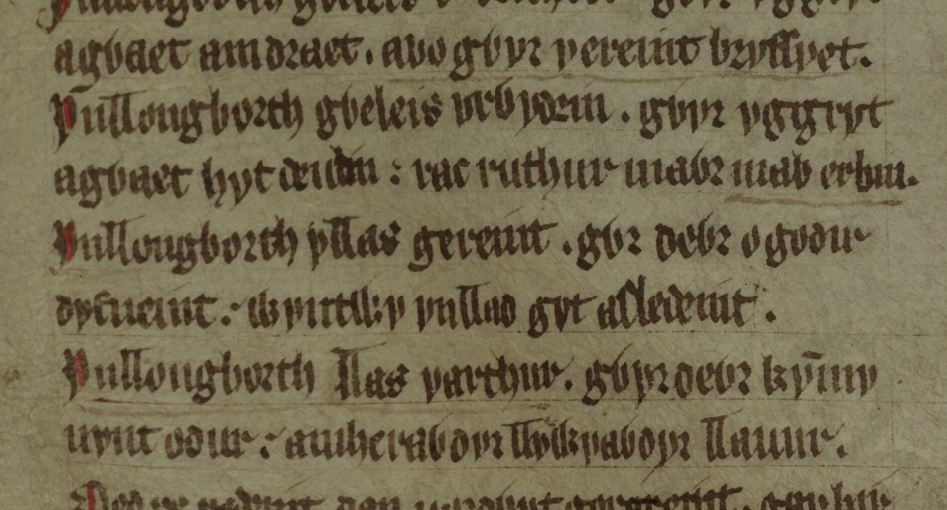 La mort de Geraint à Llongborth dans le poème <i>Englynion Gereint fab Erbin</i>, version du <i>Livre Rouge de Hergest</i> de <i>Gereint fil' Erbin</i>, folio 259v
