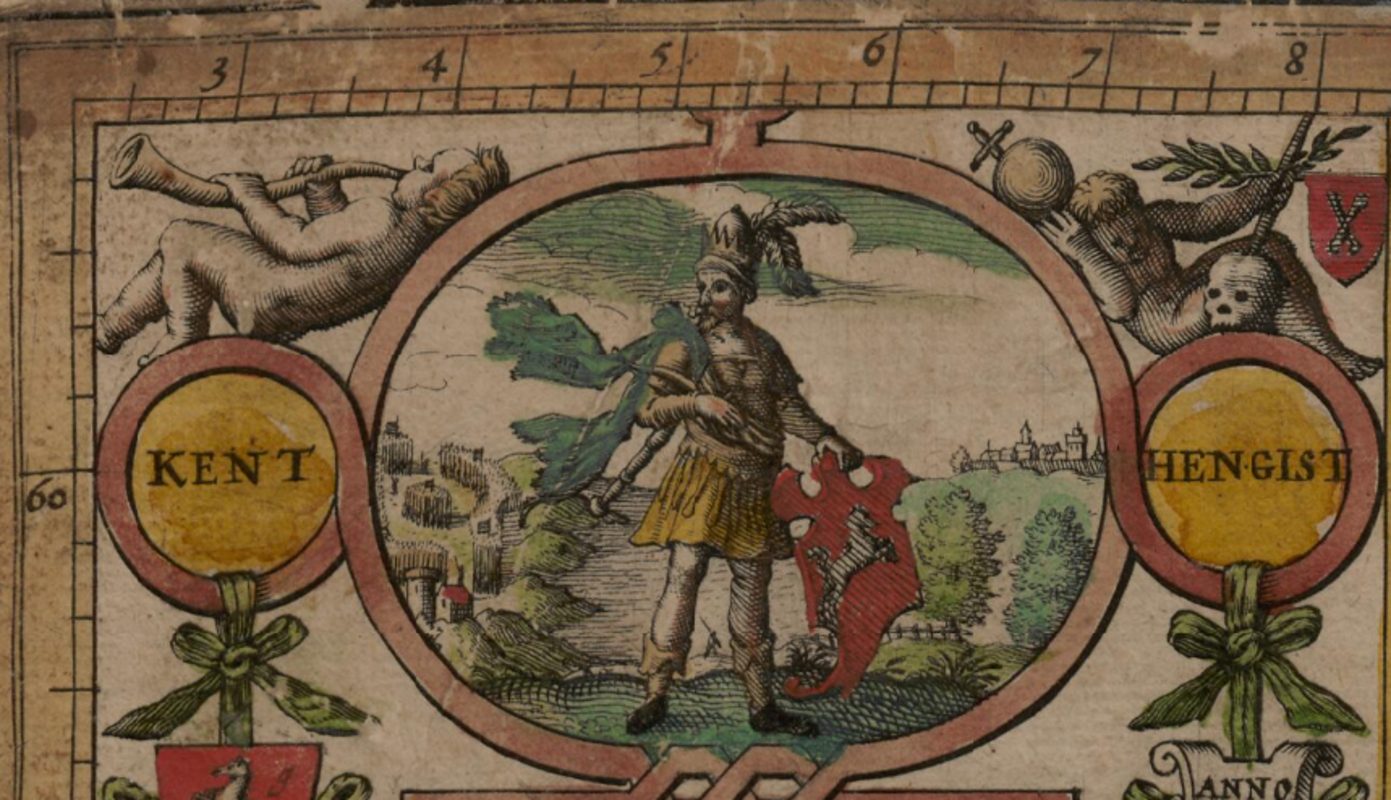 Hengist tel que représenté sur l'Heptarchy de John Speed, 1612