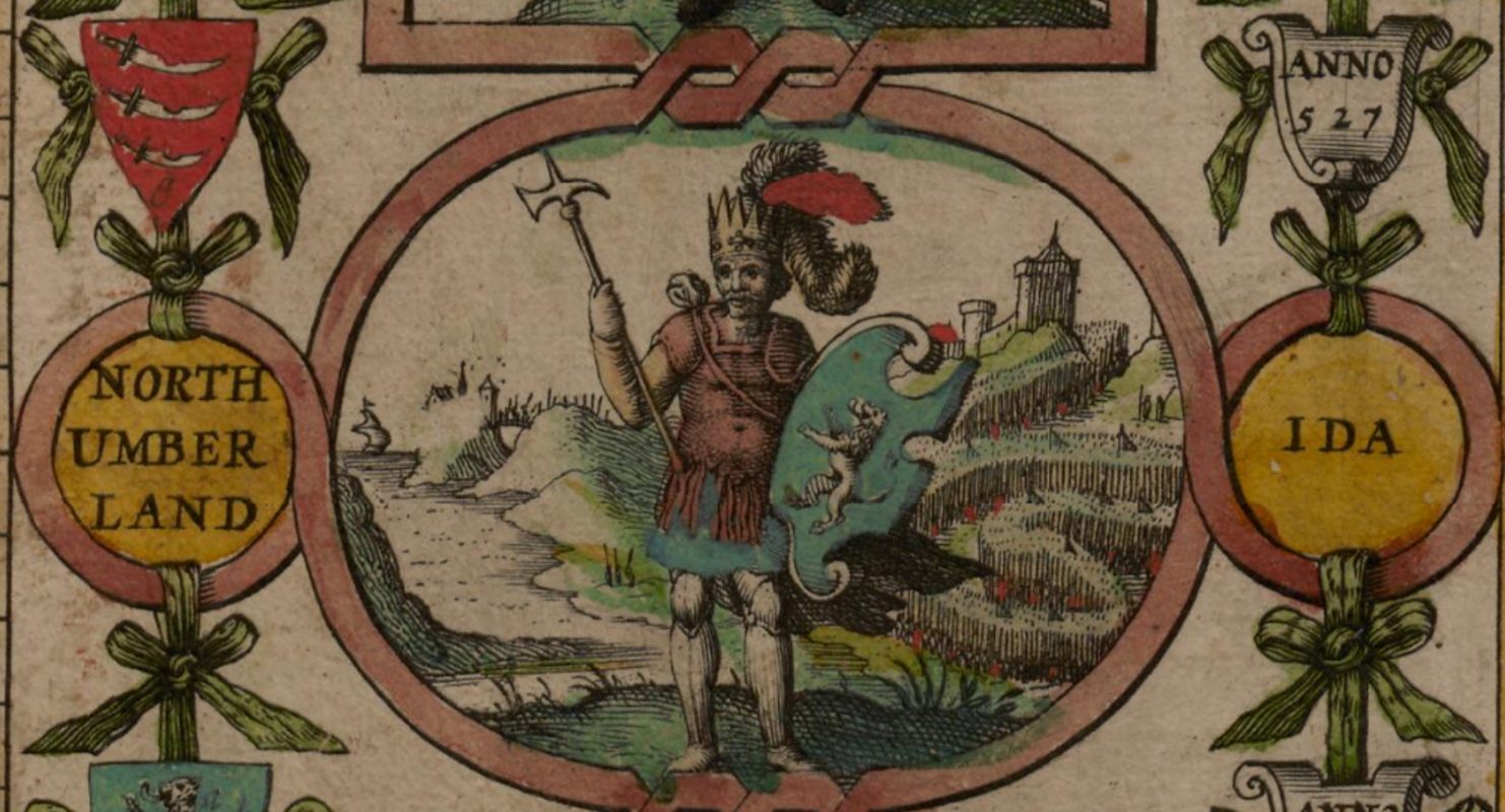 Ida de Bernicie, grand-père d'Æthelfrith, figurant sur la carte de l'Heptarchie saxonne de John Speed, 1611