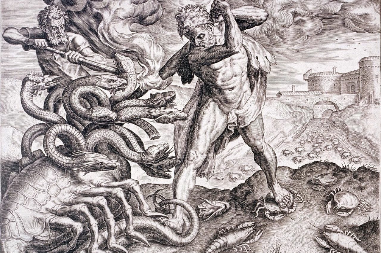 Ladon dans la mythologie grecque avec ses têtes