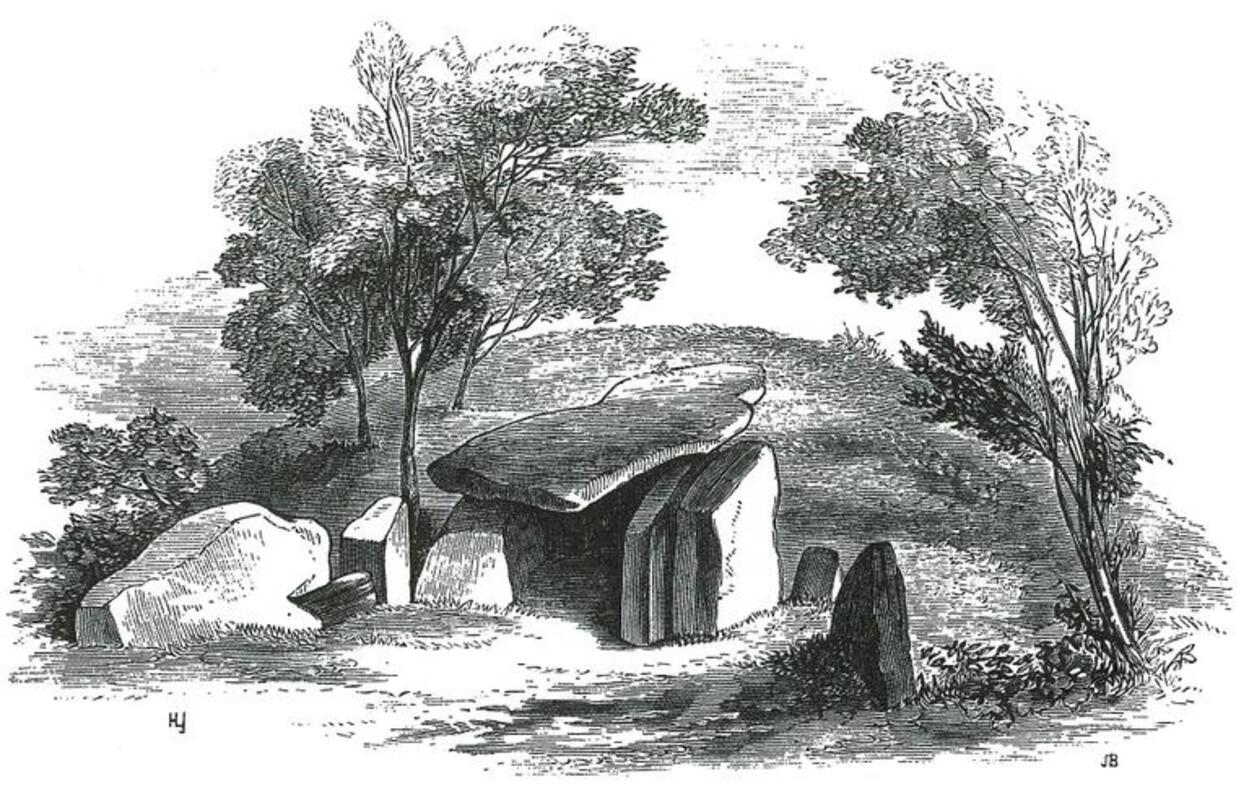 Dolmen de Ty Illtud, traditionnellement associé à saint Illtud